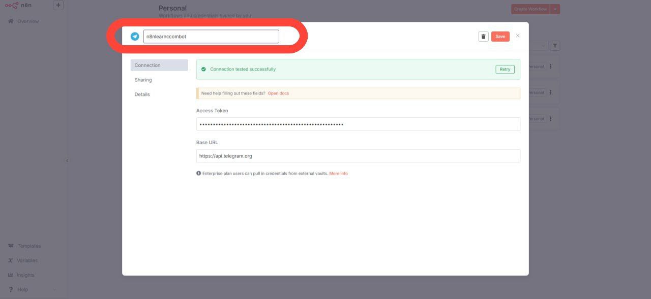 اتصال ربات تلگرام به N8N