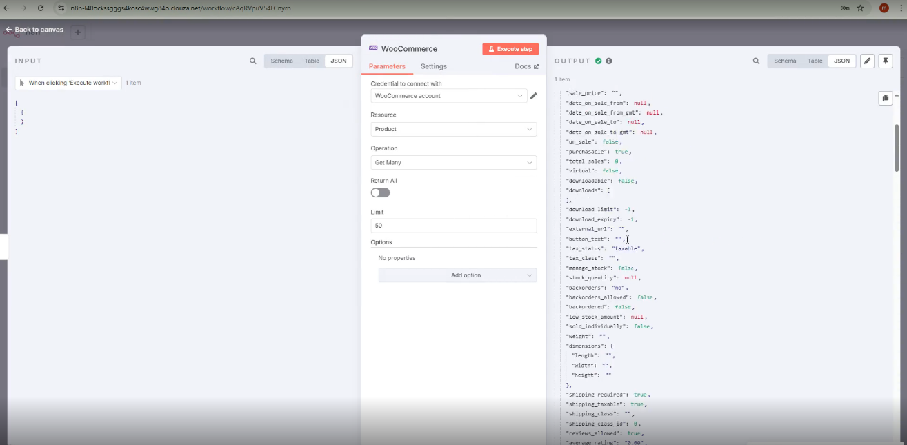 تست اتصال ووکامرس با n8n