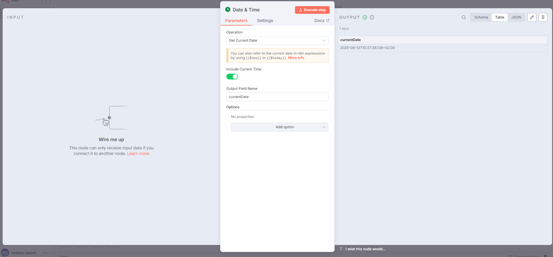 Get Current Date ( دریافت تاریخ فعلی) در n8n