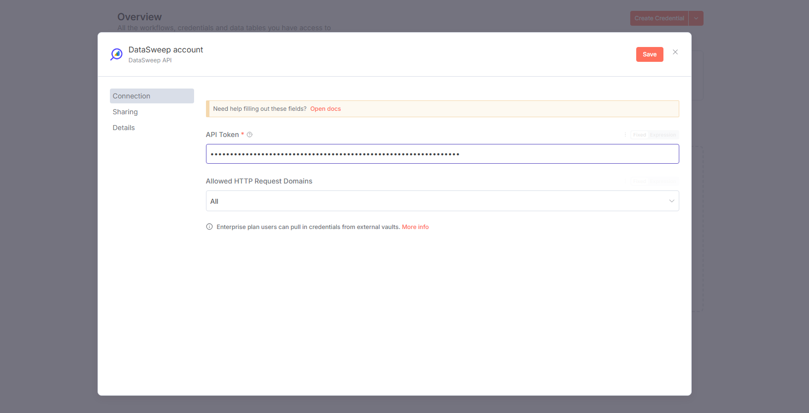وارد کردن Token در Credential n8n