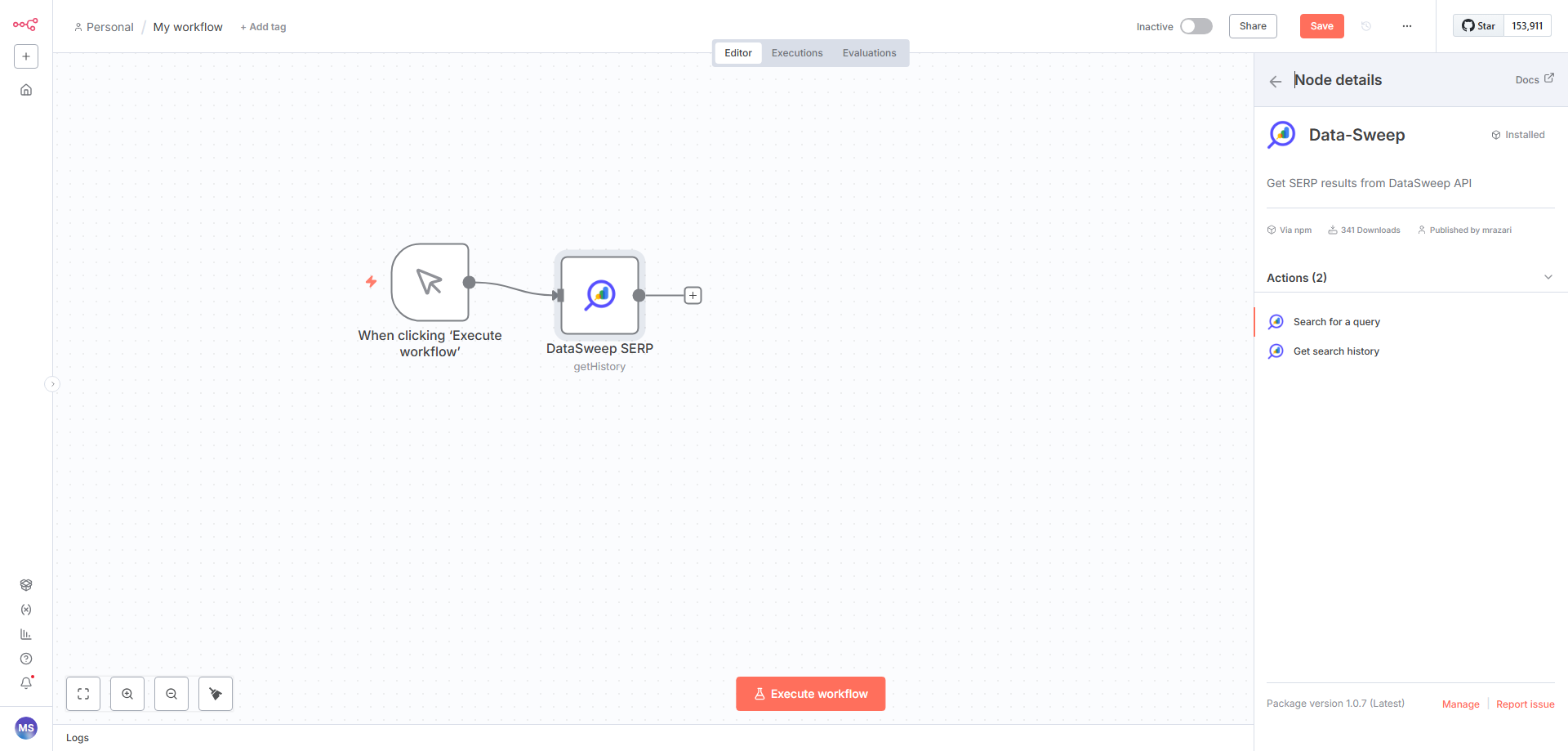 نودهای Data Sweep در n8n